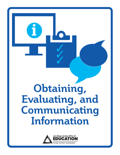 An icon of a computer and clipboard representing Obtaining, Evaluating, and Communicating Information